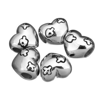 Bead patched heart of surgical steel