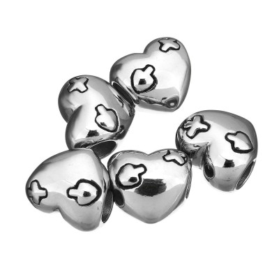 Bead patched heart of surgical steel