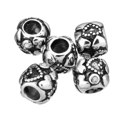Surgical steel bead with hearts