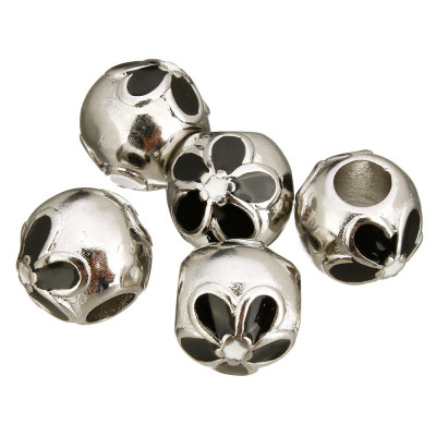 Bead with surgical steel enamel flowers