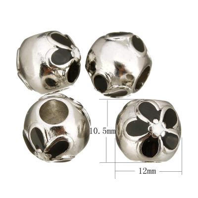 Bead with surgical steel enamel flowers