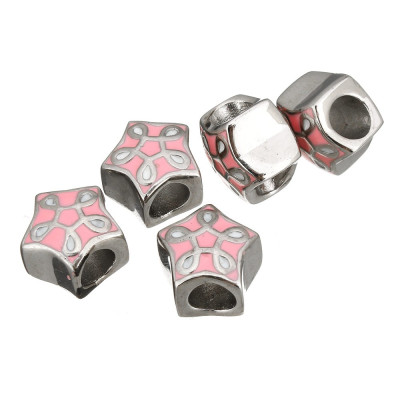 Star bead with surgical steel enamel