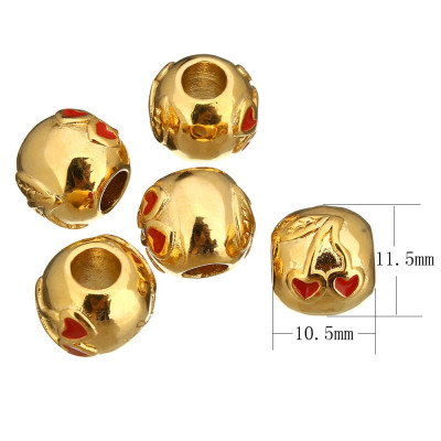 Large bead with a cherry motif made of surgical steel