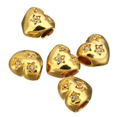 Heart bead in two color variants of surgical steel