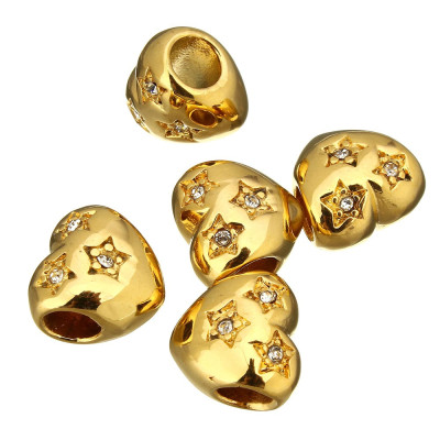 Heart bead in two color variants of surgical steel