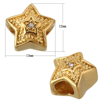 Star bead with crystal color surgical steel ring