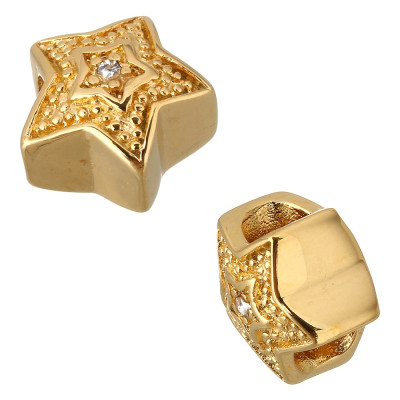 Star bead with crystal color surgical steel ring