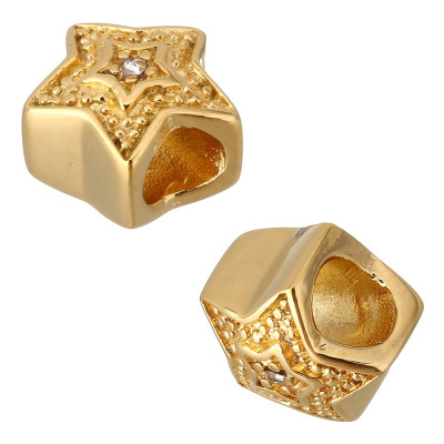 Star bead with crystal color surgical steel ring