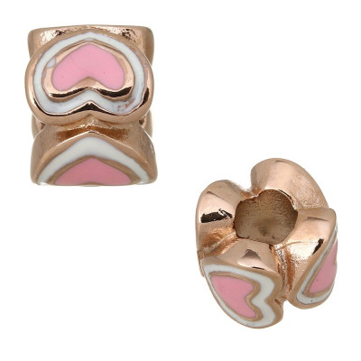 Korálek s emailovými srdíčky Rose gold