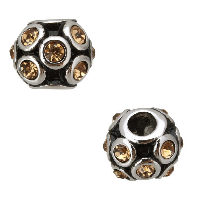 Stainless steel bead with rhinestones