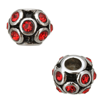 Stainless steel bead with rhinestones