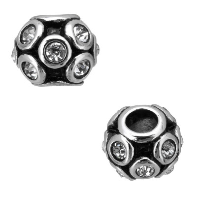 Stainless steel bead with rhinestones