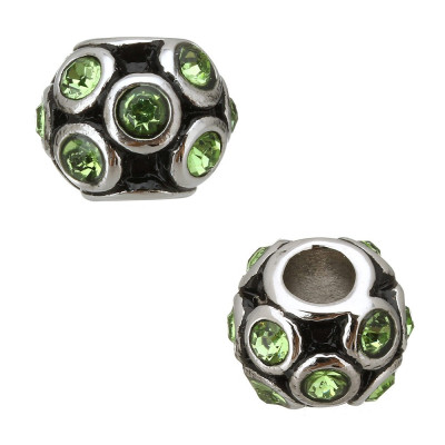 Stainless steel bead with rhinestones