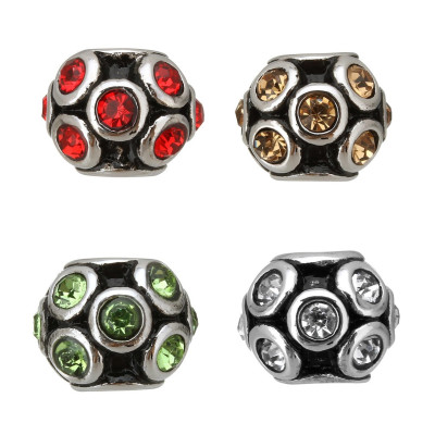 Stainless steel bead with rhinestones