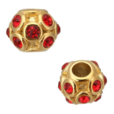 Surgical steel bead in gold plating with chatons
