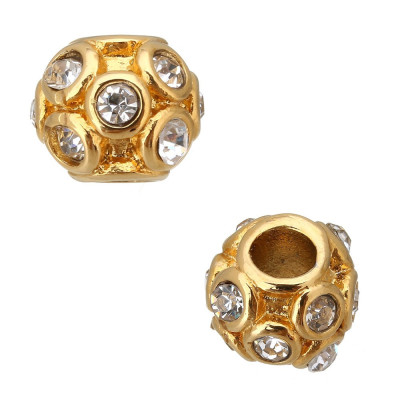 Surgical steel bead in gold plating with chatons