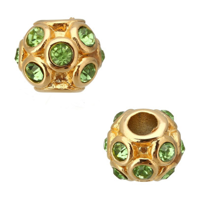 Surgical steel bead in gold plating with chatons