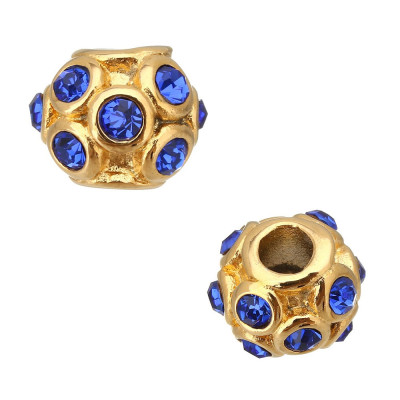 Surgical steel bead in gold plating with chatons