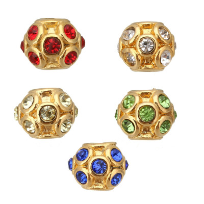 Surgical steel bead in gold plating with chatons