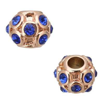 Surgical steel bead in Rose Gold galvanization with chatons