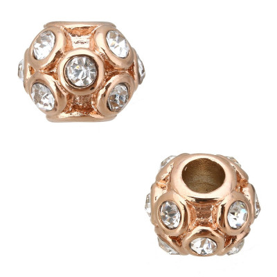 Surgical steel bead in Rose Gold galvanization with chatons