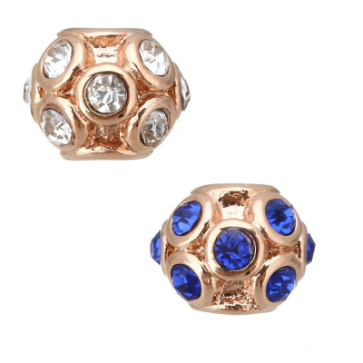 Surgical steel bead in Rose Gold galvanization with chatons