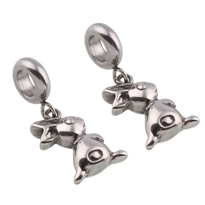 Eye with pendant of surgical steel bunny