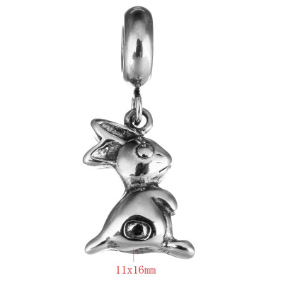 Eye with pendant of surgical steel bunny