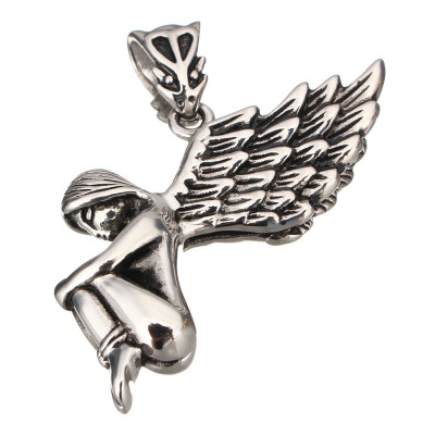 Kneeling angel pendant made of surgical steel