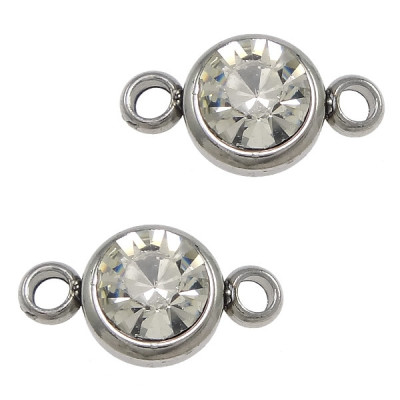 Connector with crystal color rhinestone from surgical steel
