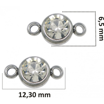 Connector with crystal color rhinestone from surgical steel