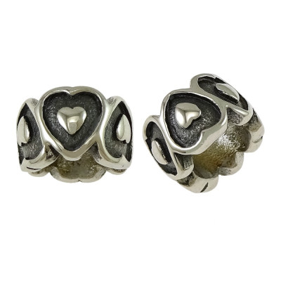 Heart-shaped bead, surgical steel