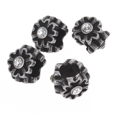 Bead with flower and chaton, surgical steel