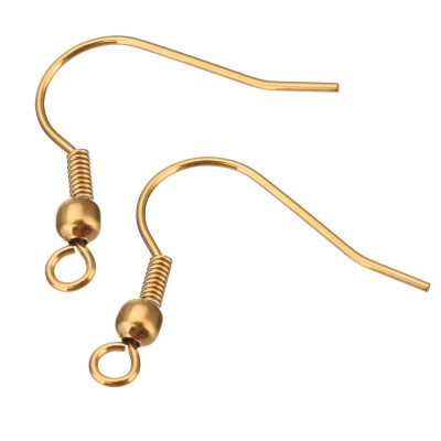 304 Stainless Steel Hook Earwire with loop gold color plating