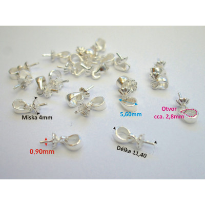 Hook for sticking pearls, 1pc, AG 925