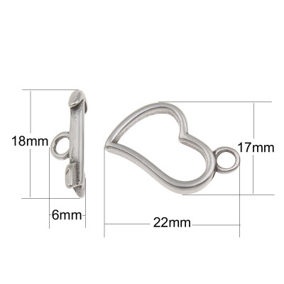 316 Stainless Steel Toggle Clasps Heart and Arrow