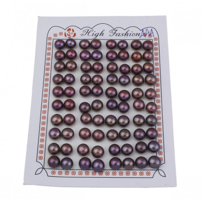 Pearl Freshwater Dark Purple 7-7,5mm half drilled