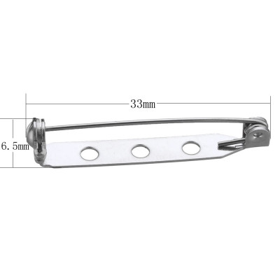 Stainless steel brooch findings 33 x 6.5mm