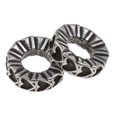 Extension ring with black hearts, surgical steel