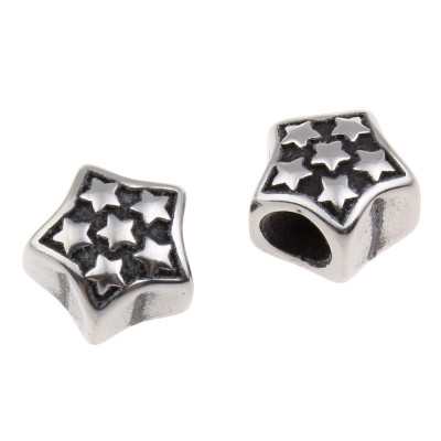 Surgical steel five-pointed star shaped bead