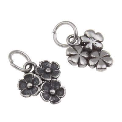 Pendant flower in antique silver patina of surgical steel