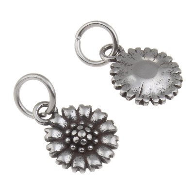 Pendant flower in antique silver patina of surgical steel