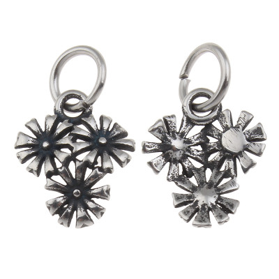 Pendant flower in antique silver patina of surgical steel