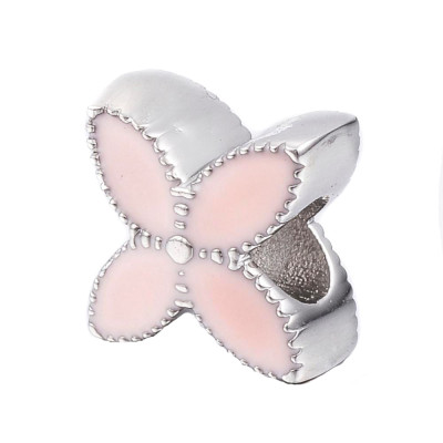 Bead flower in two colors of surgical steel