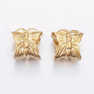 Bead bow tie in gold galvanized surgical steel