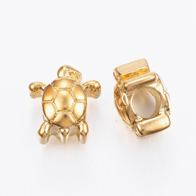 Bead turtle in gold in two colors of surgical steel