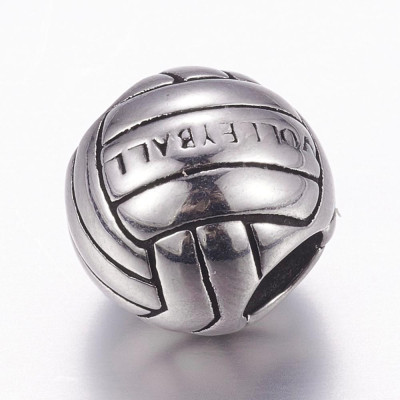 Bead with the inscription Volleyball made of surgical steel