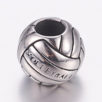 Bead with the inscription Volleyball made of surgical steel