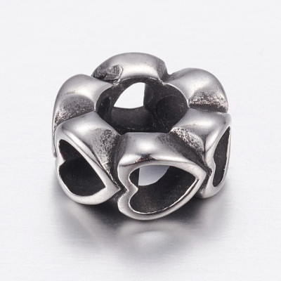Bead intermediate ring with surgical steel hearts