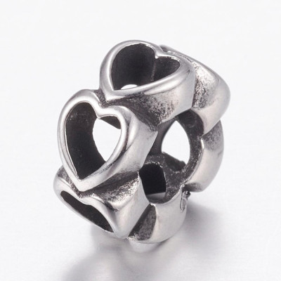 Bead intermediate ring with surgical steel hearts